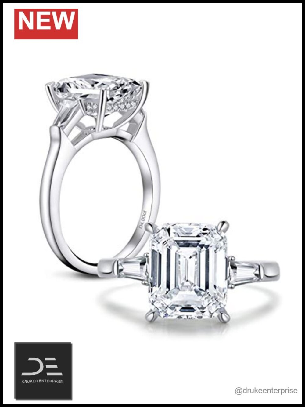3 Stone Cubic Zirconia CZ 925 Sterling Silver Band Ring Women Engagement